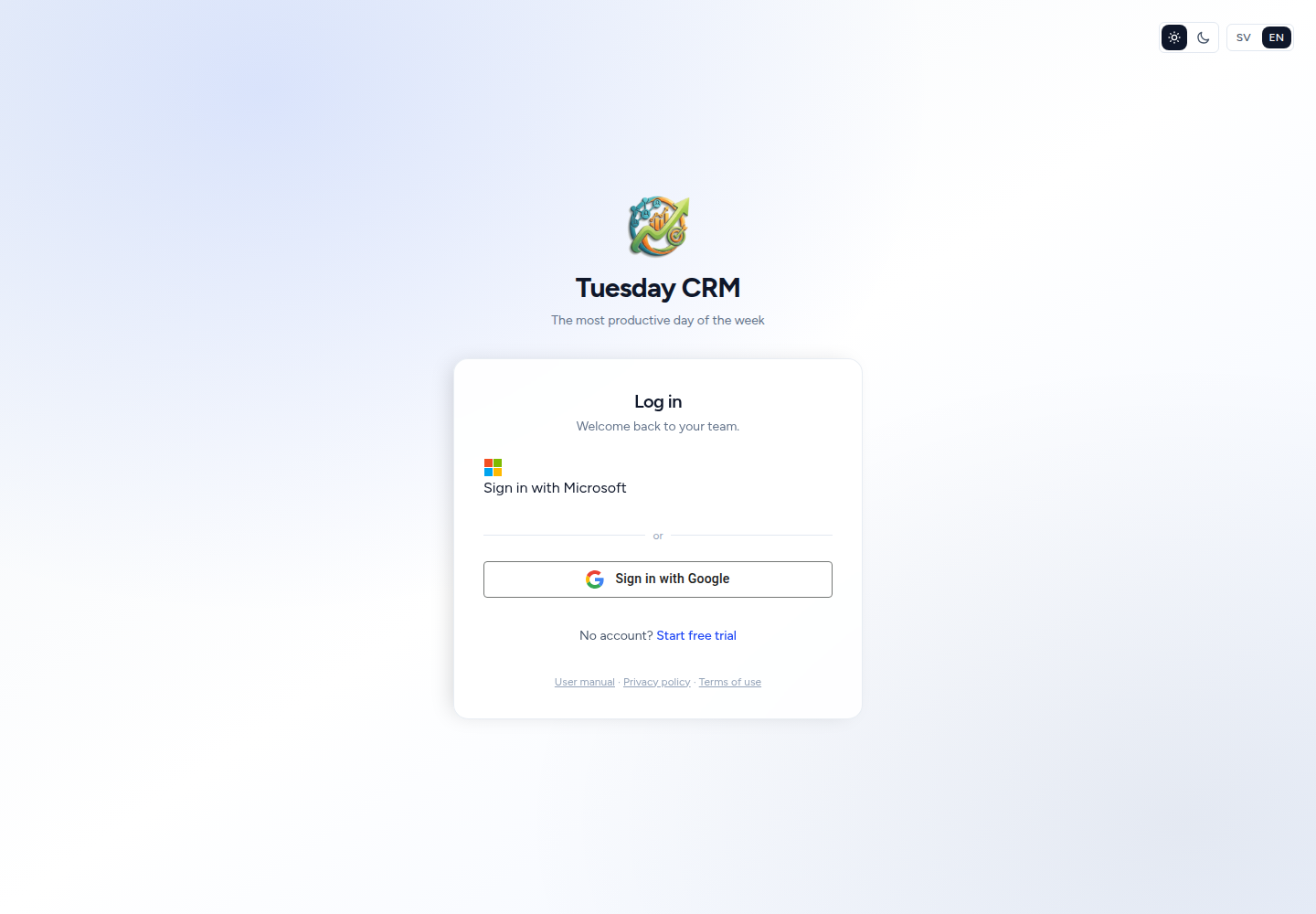 Log in page